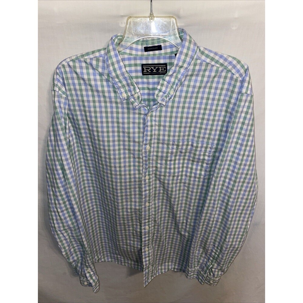 Hawker Rye Men’s Dress Shirt Size XL Blue Striped Casual Wedding Business
